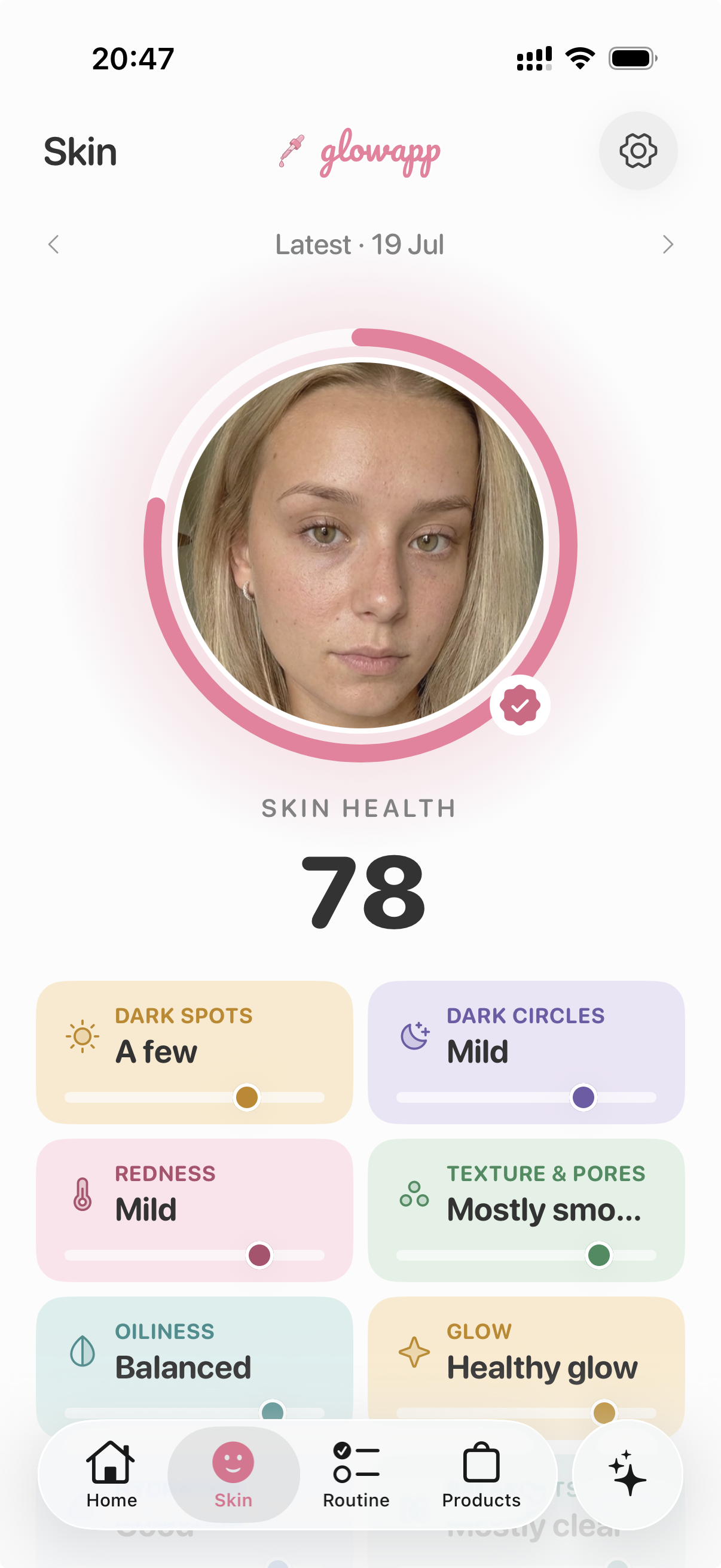 glowapp skin health screen